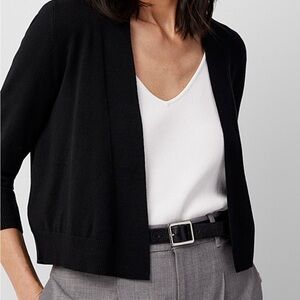 Penmans Cropped 3/4 Sleeve Black Cardigan - Size L